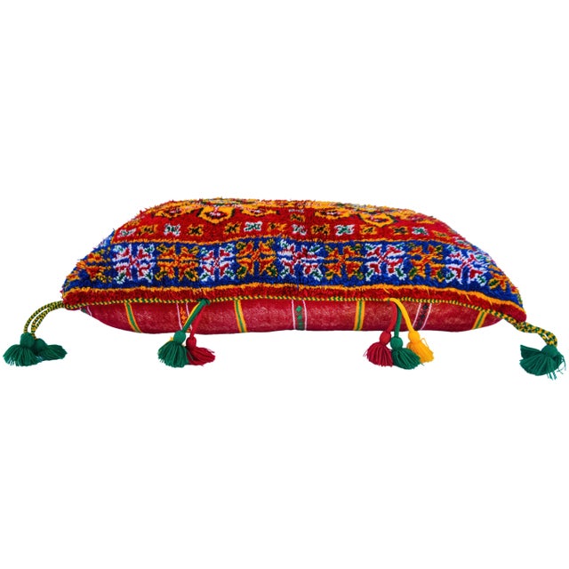 Mid 20th Century Moroccan Orange-Patterned Pillow W/ Berber Graphics For Sale In New York - Image 6 of 13