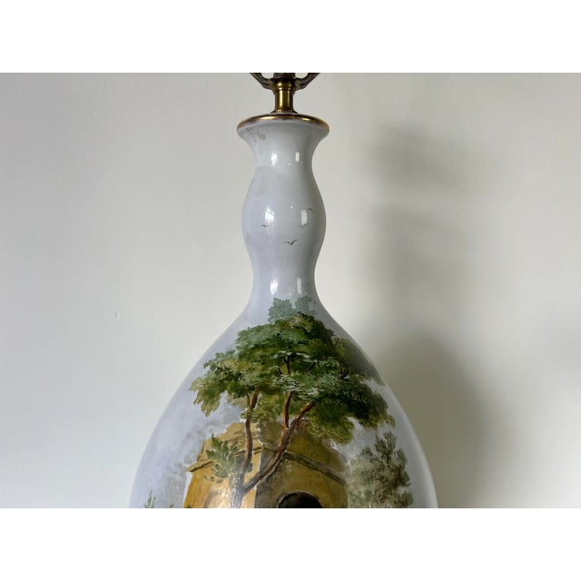 Vintage Hand - Painted Porcelain Table Lamp For Sale In Miami - Image 6 of 13