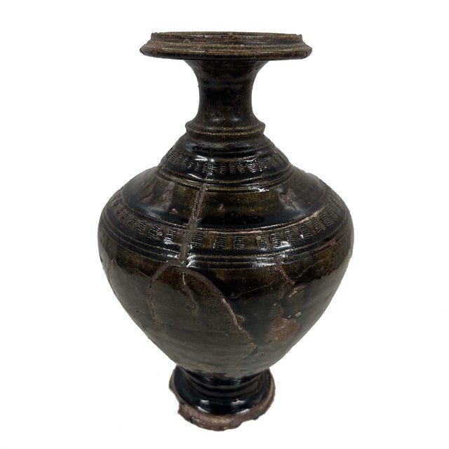 Antique Khmer Angkor Period Stoneware Baluster Vase For Sale - Image 10 of 18