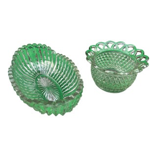 Pair of Vintage French Lace Crystal Bowls For Sale
