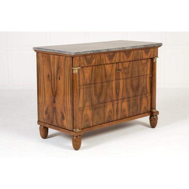 19th Century Italian Walnut Commode with Marble Top For Sale - Image 3 of 10