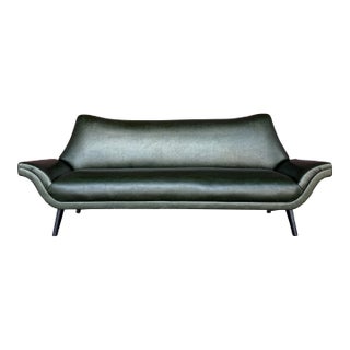 Italian Style Mid-Century Naugahyde Sofa For Sale