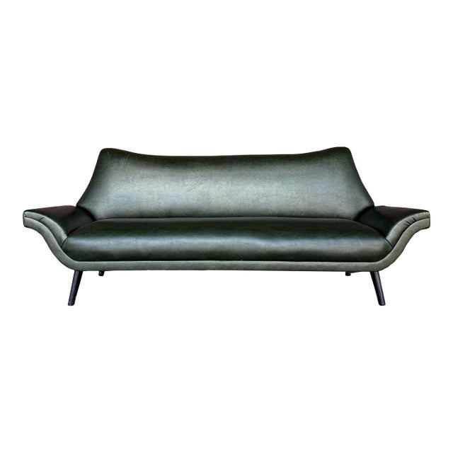 Italian Style Mid-Century Naugahyde Sofa For Sale