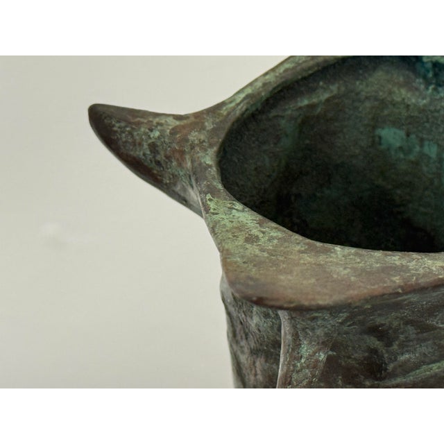 Metal Sculptural Metal Vase + Stand, Vintage For Sale - Image 7 of 12