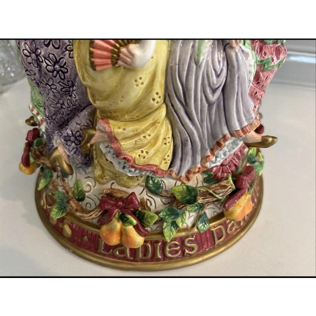 Ceramic 1980s Fitz & Floyd 12 Days of Christmas Nine Ladies a Dancing Porcelain Vase 11" Decor For Sale - Image 7 of 11