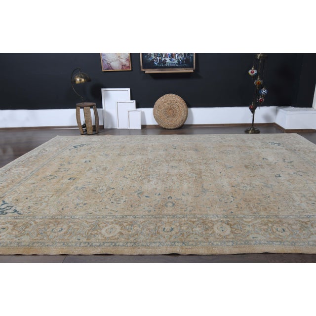 1970s Vintage Persian Handmade Wool Cotton Orange Area Rug For Sale - Image 4 of 11