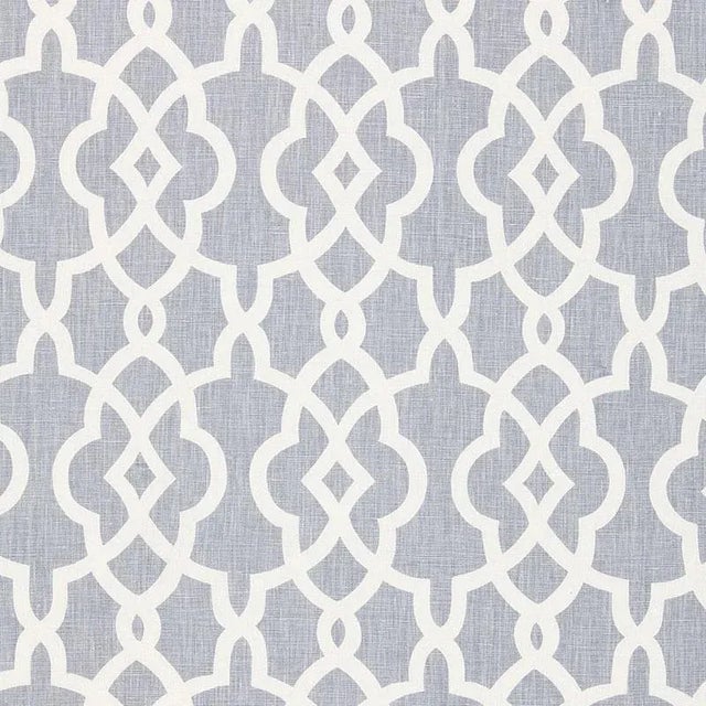 Contemporary Sample - Schumacher Summer Palace Fret Fabric in Wisteria For Sale - Image 3 of 3