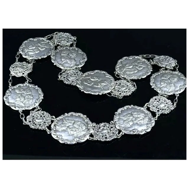 English Late 19th Century Victorian Silver Plate Angel Figural Plaque Belt/Necklace For Sale - Image 3 of 11
