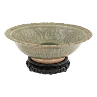 Chinese Lotus Form Longquan Celadon Glazed Bowl For Sale