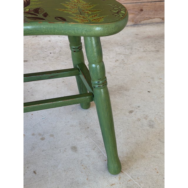Wood Vintage Boho Coastal Custom Stool With Botanical Parrot Decoupage For Sale - Image 7 of 12