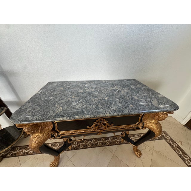 Stone Louis XV-Style Boulle Commode With Gilt Bronze Mounts & Marble Top by Maitland Smith For Sale - Image 7 of 10