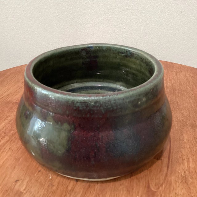 Vintage Fire Glazed Handmade Pottery Bowl Artist Signed For Sale - Image 13 of 13