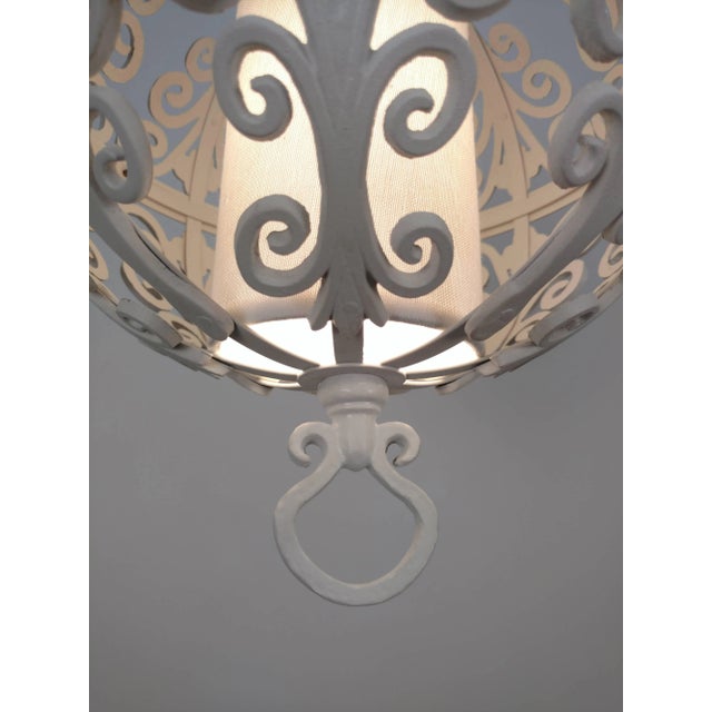 Metal White Round Chandelier Pendant - A Pair For Sale - Image 7 of 11