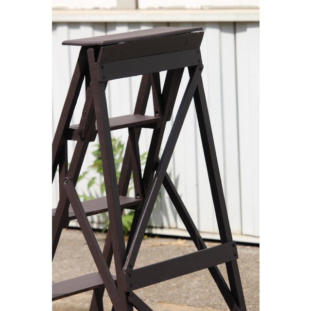 Brown Vintage Foldable Wood Ladder, 1950s For Sale - Image 8 of 17