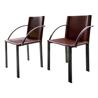 Mid-Century Leather Chairs by Carlo Bartoli for Matteo Grassi, 1990s, Set of 2 For Sale
