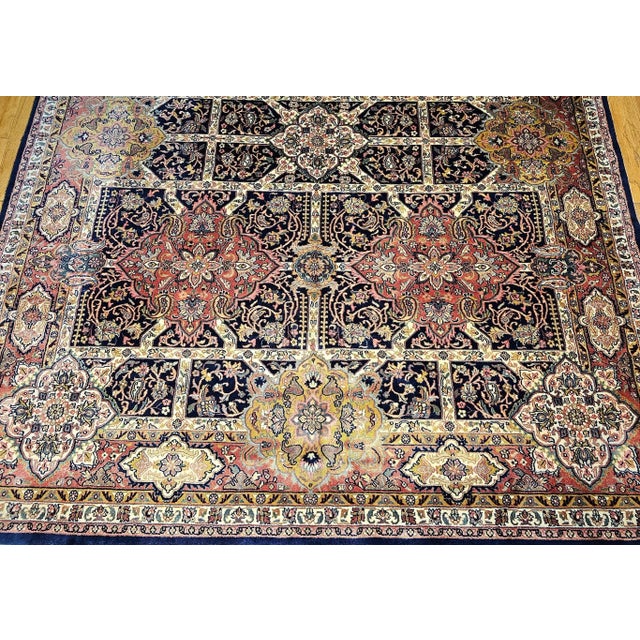 Burgundy Vintage Kerman Style Room Size Rug, Handwoven Geometric Pattern, Navy & Burgundy, 8’ X 10’ For Sale - Image 8 of 12