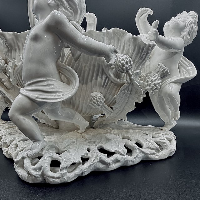 White Large Antique Blanc De Chine Porcelain Cherub Centrepiece Bowl from T. Goode & Co. London, 1900 For Sale - Image 8 of 18