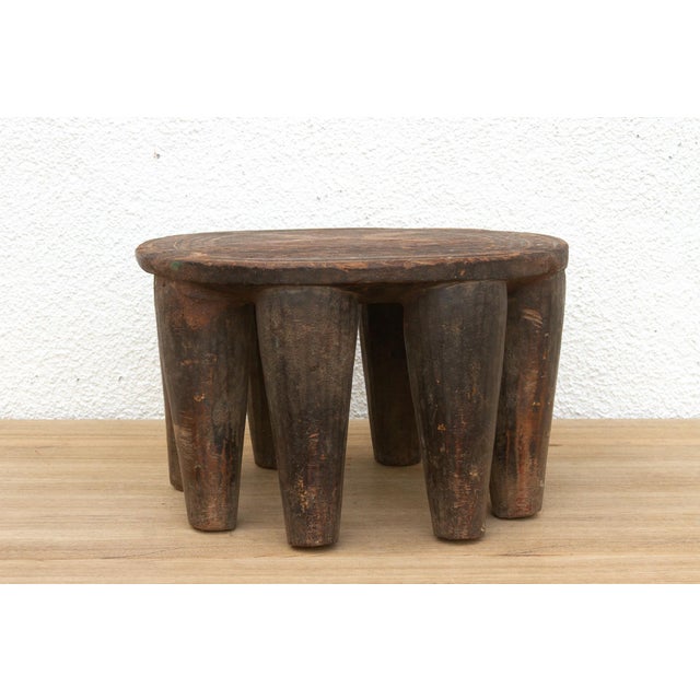 1950s Antique Carved Round Nupe Stool For Sale - Image 5 of 9