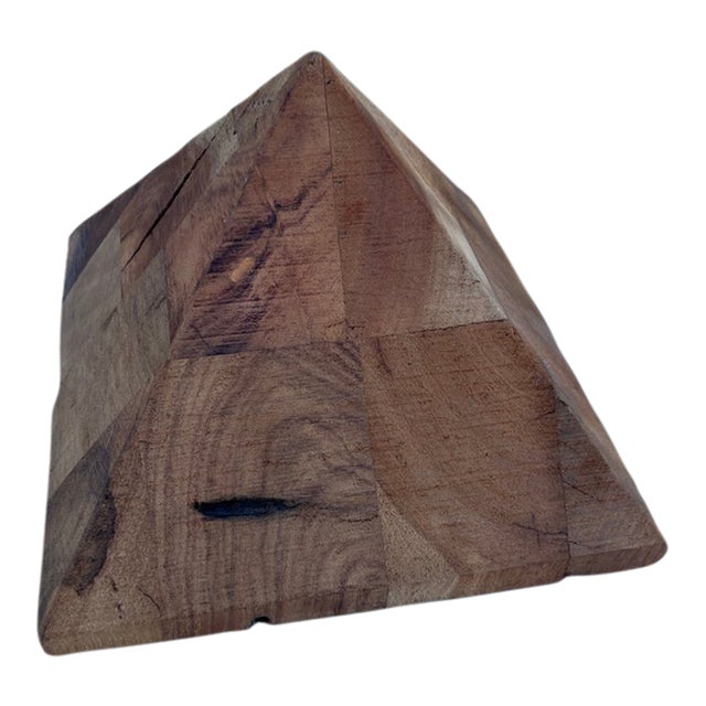 Brutalist Solid Wood Pyramid Sculpture For Sale
