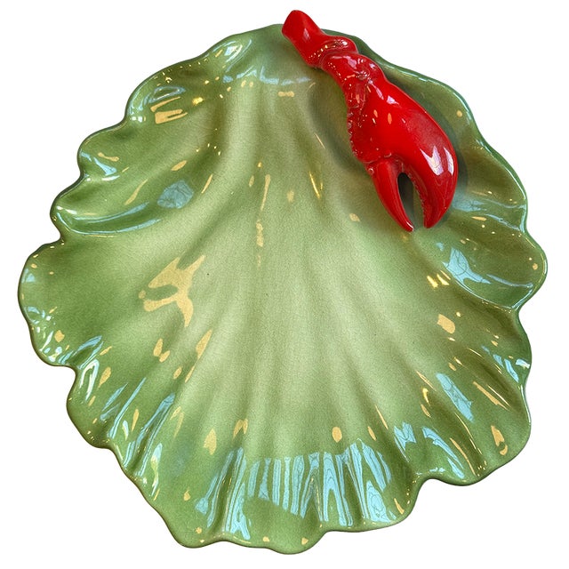 Mid-Century Modern Circa 1950 Brad Keeler California Pottery Lobsterware Lettuce Leaf Dish For Sale - Image 3 of 11
