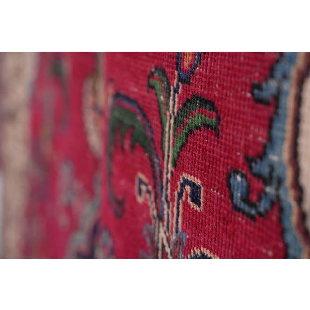 Textile 1970s Vintage Persian Handmade Wool 9x12 Red Area Rug For Sale - Image 7 of 11