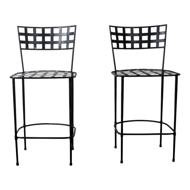 Vintage Janus Et Cie Amalfi Collection Powder Coated Epoxy Coated Steel Finish Stools- a Pair For Sale