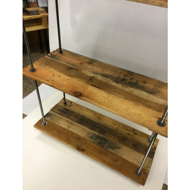 Modern Adjustable Height Industrial Style 3-Shelf Pallet Wood Bookcase For Sale - Image 3 of 13