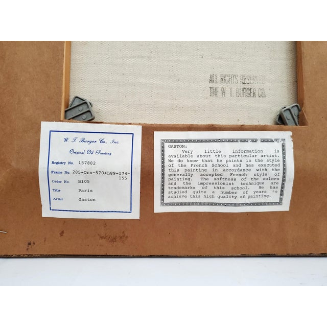 Mid 20th Century French Parisian Scene Framed Oil Painting by J. Gaston For Sale - Image 13 of 14