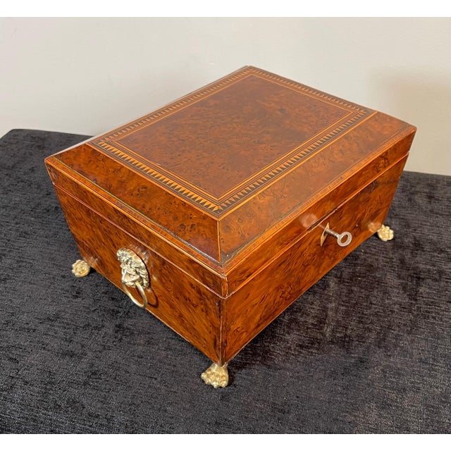 Traditional English Birdseye Maple Sewing Box For Sale - Image 3 of 10