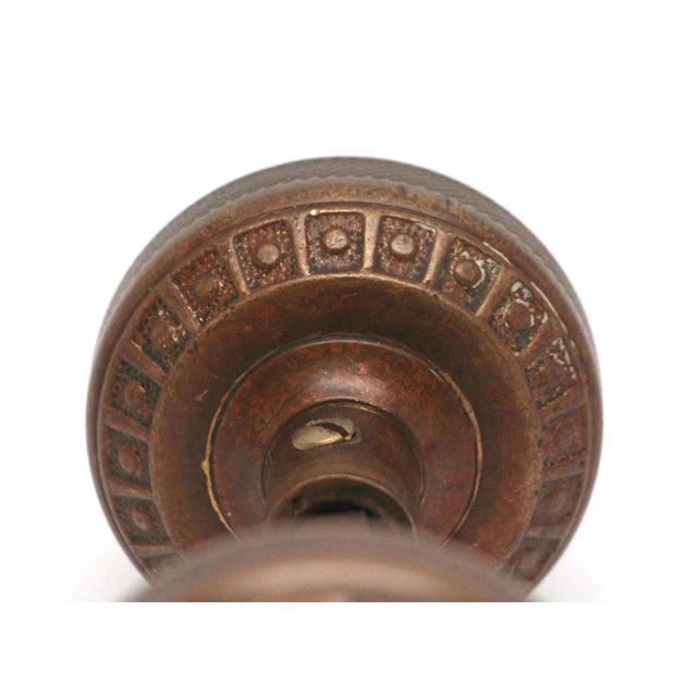Early 20th Century Pair of Antique Field Pattern Bronze Trenton Entry Door Knobs For Sale - Image 5 of 5