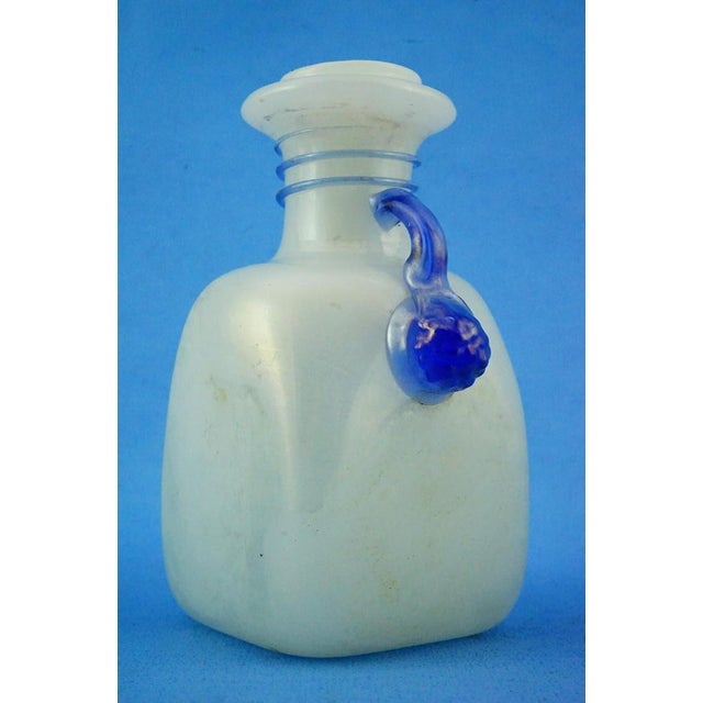 19th Century Milk Murano Glass Perfume Bottle with Blue Cameo attributed to Salviati & C. For Sale - Image 11 of 18