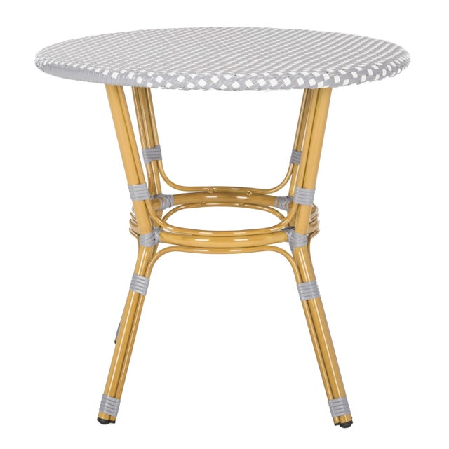 Metal Rattan Bistro Table in Grey & White For Sale - Image 7 of 7