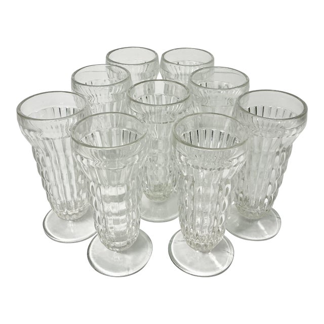 1940s Hollywood Regency Boho Chic Glass Dessert Parfait Cups - Set of 9.. For Sale
