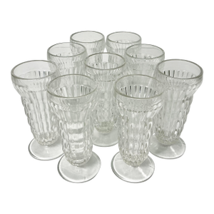 1940s Hollywood Regency Boho Chic Glass Dessert Parfait Cups - Set of 9.