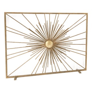 Aged Gold Sunburst Fireplace Screen For Sale