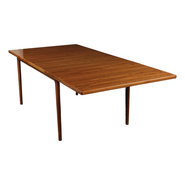 Danish Modern Teak Expanding Rectangle Dining Table Vintage 1960s For Sale