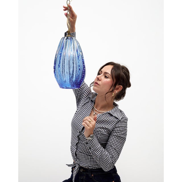 Blue Blue Murano Pendant For Sale - Image 8 of 10