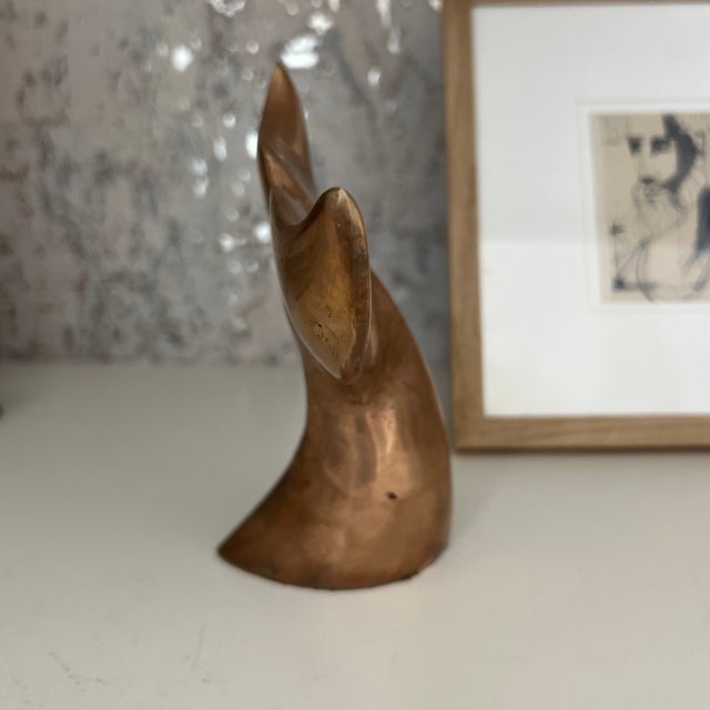 Modern Mid Century Modernist Bronze Whale Tail Sculpture For Sale - Image 3 of 8