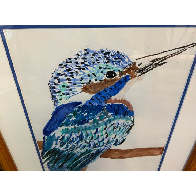 Late 20th Century Late 20th Century Contemporary Watercolor of a Kingfisher For Sale - Image 5 of 6