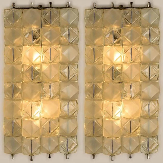 Crystal and Nickel Plated Wall Lamps by Filvem Voghera, 1968, Set of 2 For Sale - Image 3 of 15