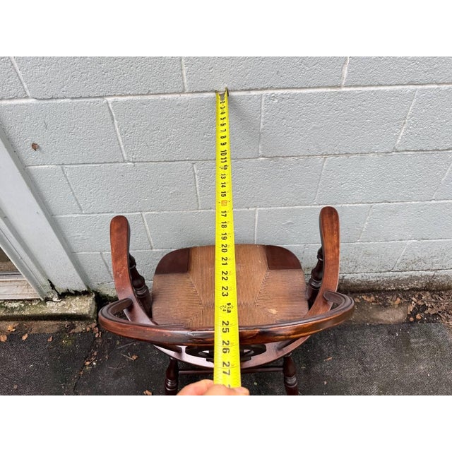 Vintage Windsor-Style Hoop-Back Rush Seat Armchair For Sale - Image 9 of 15