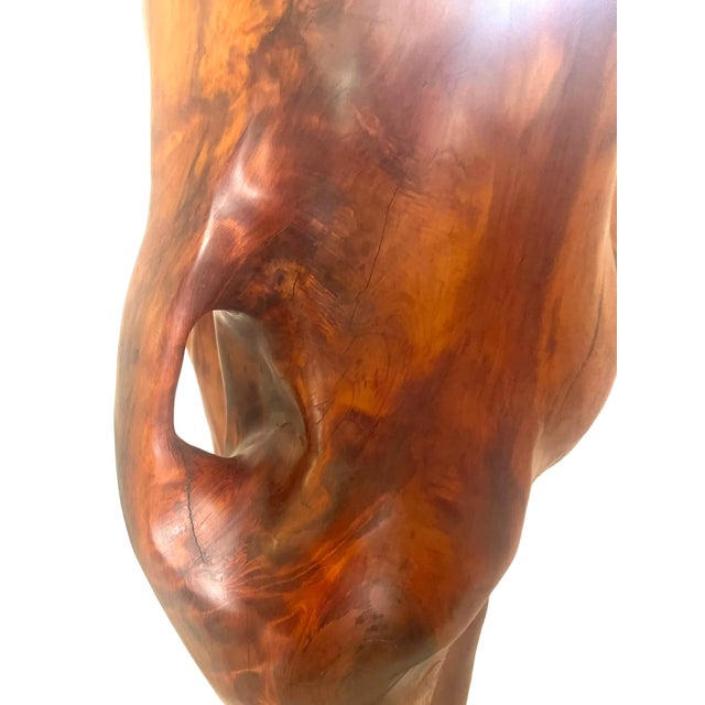 Contemporary Organic Modern Embracing Couple Mahogany Wood Sculpture Andrianna Shamaris For Sale - Image 3 of 7