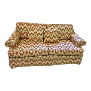 1970Äôs Baker Furniture 2 Seater Sofa in a Colorful Flame Stitch Upholstery For Sale