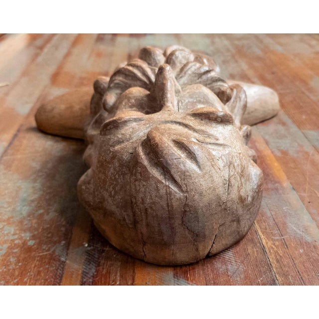 Brown 19th Century or Earlier Folk Art Carved Bearded Figure Head in Oak, North Wind Sea God For Sale - Image 8 of 16
