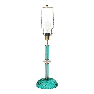 1950s Mid-Century Modern Murano Green Glass Table Lamp For Sale
