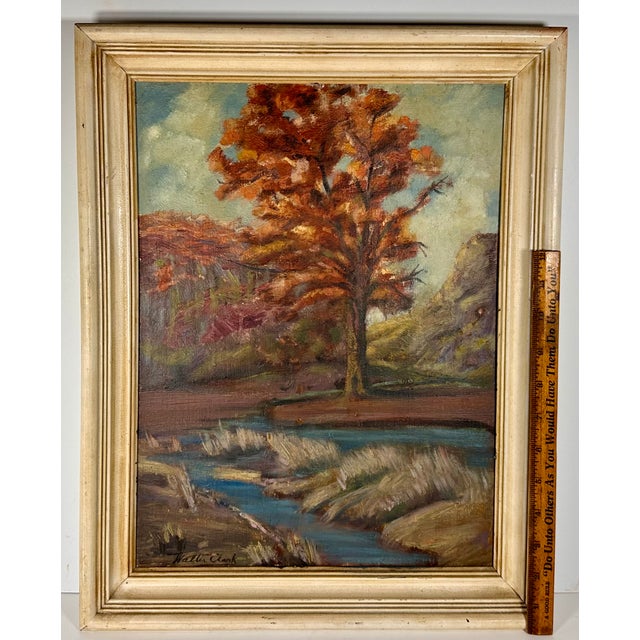 Early 20th Century Walter Clark Autumn Pastoral Scene Framed Impressionist Oil Painting For Sale - Image 13 of 15