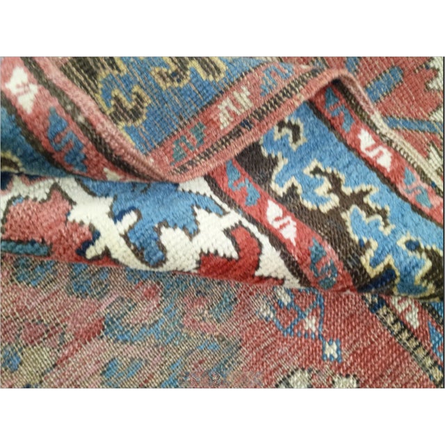 Distressed Antique Hand-Knotted Caucasian Gallery Rug. 4'7'x 8'10". For Sale - Image 16 of 18