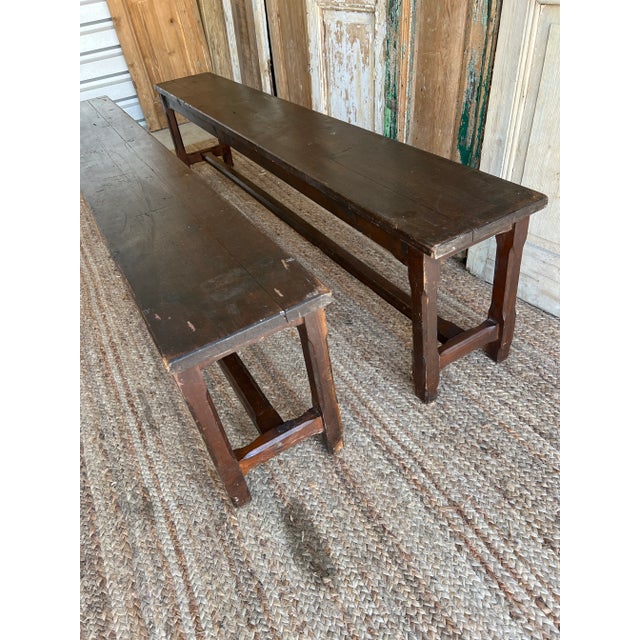Pair of French Antique Farmhouse Benches - 19th C For Sale - Image 4 of 5