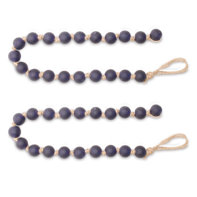 Rustic Frosted Glass Bead Garland (Set of 2) For Sale - Image 3 of 3