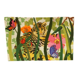 Vintage 90's Tropical Rainforest Needlepoint Art For Sale